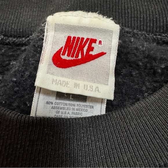 Vintage Nike Men's Black Crewneck Sweater with Gold &White Embroidered Swoosh - Picture 2 of 5